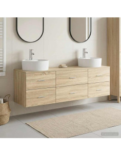 Set di Armadi da Bagno 3 pz Rovere Sonoma 62,5 x 44,5 x 50 cm
