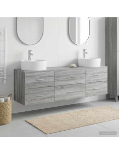 Set di Armadi da Bagno 3 pz Sonoma grigio 62,5 x 44,5 x 50 cm
