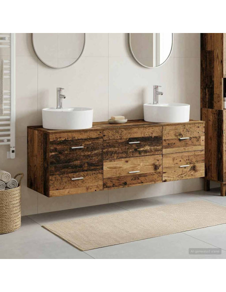 Set di Armadi da Bagno 3 pz Legno antico 62,5 x 44,5 x 50 cm