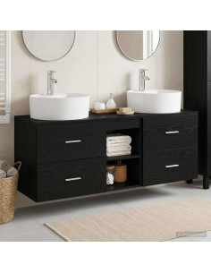 Set di Armadi da Bagno 3 pz Nero 49,5 x 44,5 x 65 cm