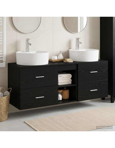 Set di Armadi da Bagno 3 pz Nero 49,5 x 44,5 x 65 cm