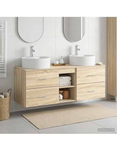 Set di Armadi da Bagno 3 pz Rovere Sonoma 49,5 x 44,5 x 65 cm