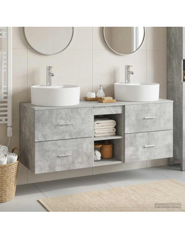 Set di Armadi da Bagno 3 pz Grigio Cemento 49,5 x 44,5 x 65 cm