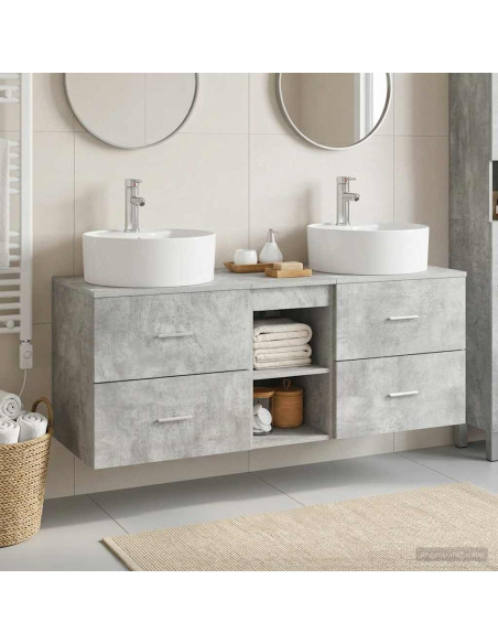 Set di Armadi da Bagno 3 pz Grigio Cemento 49,5 x 44,5 x 65 cm