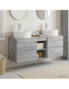 Set di Armadi da Bagno 3 pz Sonoma grigio 49,5 x 44,5 x 65 cm