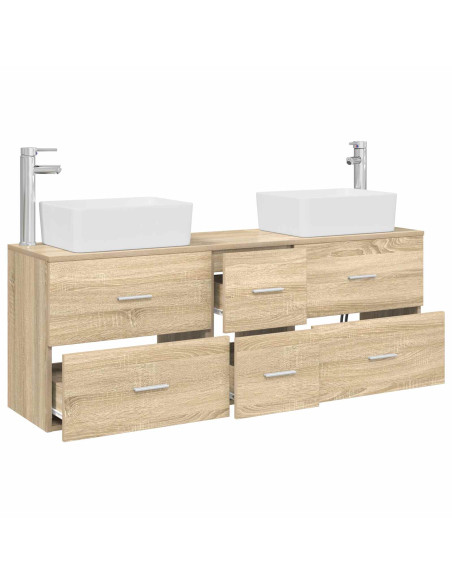 Set di Armadi da Bagno 3 pz Rovere Sonoma 53 x 34,5 x 63 cm
