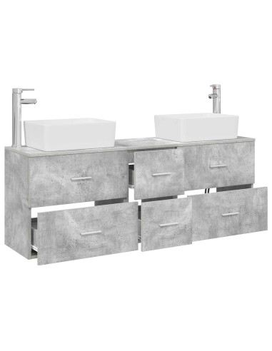 Set di Armadi da Bagno 3 pz Grigio Cemento 53 x 34,5 x 63 cm