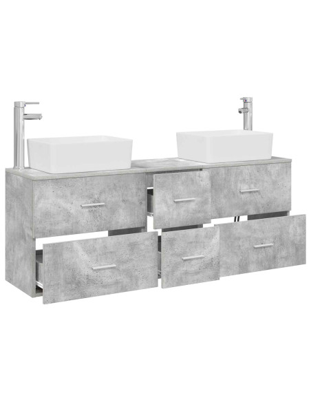 Set di Armadi da Bagno 3 pz Grigio Cemento 53 x 34,5 x 63 cm