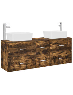 Set di Armadi da Bagno 3 pz Rovere Fumo 53 x 34,5 x 63 cm 2