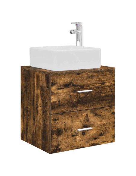 Set di Armadi da Bagno 3 pz Rovere Fumo 53 x 34,5 x 63 cm