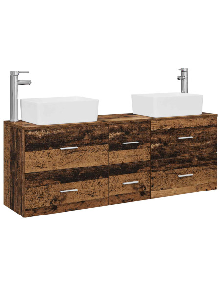 Set di Armadi da Bagno 3 pz Legno antico 53 x 34,5 x 63 cm