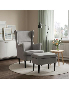 Poltrona con Ottomano 2 pz Grigio Chiaro Velluto