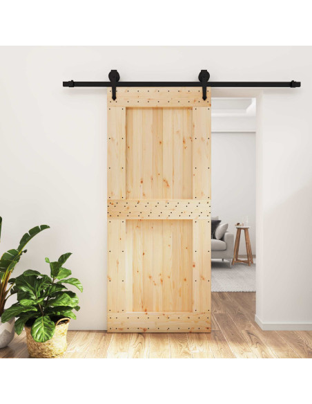 Porta scorrevole Naturale e Nero 90 x 210 cm