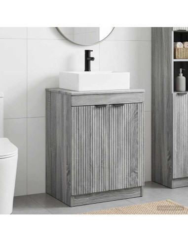 Set di mobili per il bagno Sonoma grigio Legno ingegnerizzato