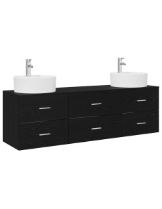 Set di Armadi da Bagno 3 pz Nero 62,5 x 44,5 x 50 cm 2
