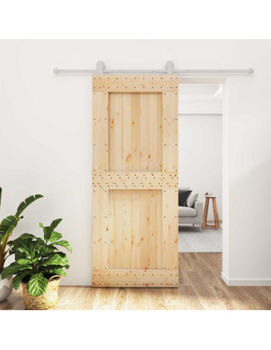 Porta scorrevole Naturale e Bianco 85 x 210 cm