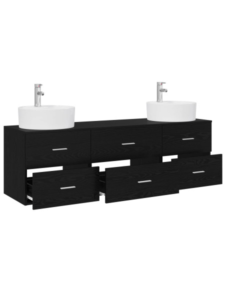 Set di Armadi da Bagno 3 pz Nero 62,5 x 44,5 x 50 cm