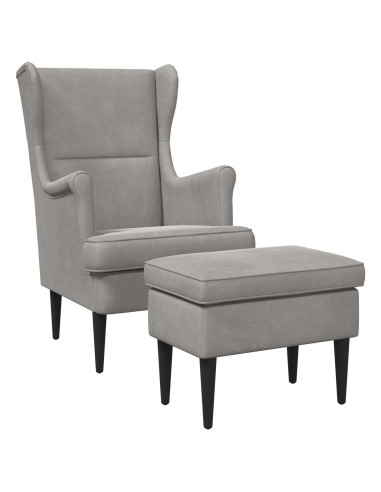 Poltrona con Ottomano 2 pz Grigio Chiaro Velluto