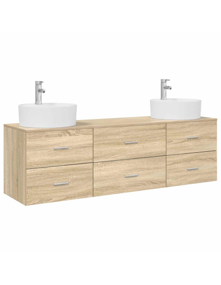 Set di Armadi da Bagno 3 pz Rovere Sonoma 62,5 x 44,5 x 50 cm