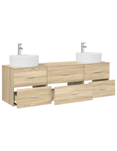 Set di Armadi da Bagno 3 pz Rovere Sonoma 62,5 x 44,5 x 50 cm