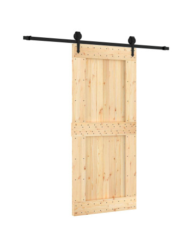 Porta scorrevole Naturale e Nero 90 x 210 cm