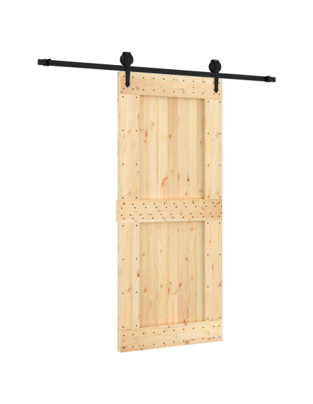 Porta scorrevole Naturale e Nero 90 x 210 cm