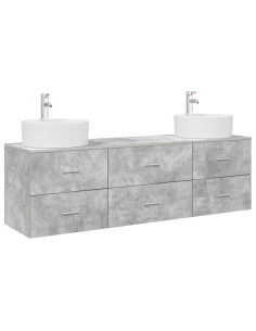 Set di Armadi da Bagno 3 pz Grigio Cemento 62,5 x 44,5 x 50 cm 2