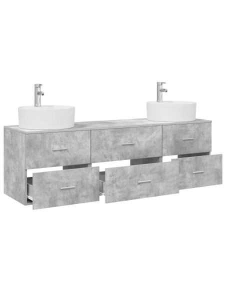 Set di Armadi da Bagno 3 pz Grigio Cemento 62,5 x 44,5 x 50 cm