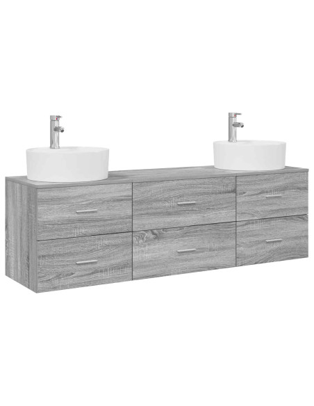 Set di Armadi da Bagno 3 pz Sonoma grigio 62,5 x 44,5 x 50 cm