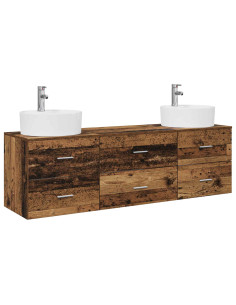 Set di Armadi da Bagno 3 pz Legno antico 62,5 x 44,5 x 50 cm 2