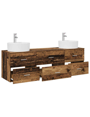 Set di Armadi da Bagno 3 pz Legno antico 62,5 x 44,5 x 50 cm