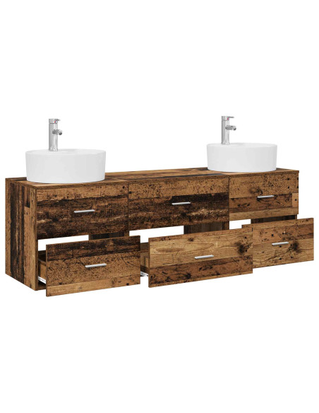 Set di Armadi da Bagno 3 pz Legno antico 62,5 x 44,5 x 50 cm