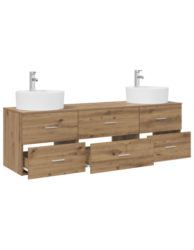 Set di Armadi da Bagno 3 pz Rovere Artigianale