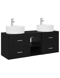 Set di Armadi da Bagno 3 pz Nero 49,5 x 44,5 x 65 cm 2