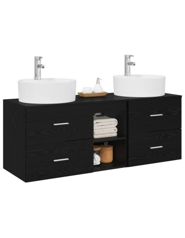 Set di Armadi da Bagno 3 pz Nero 49,5 x 44,5 x 65 cm