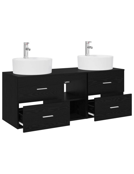 Set di Armadi da Bagno 3 pz Nero 49,5 x 44,5 x 65 cm