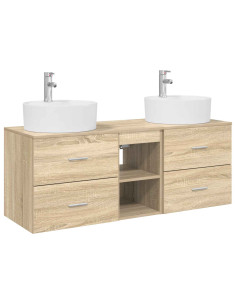 Set di Armadi da Bagno 3 pz Rovere Sonoma 49,5 x 44,5 x 65 cm 2