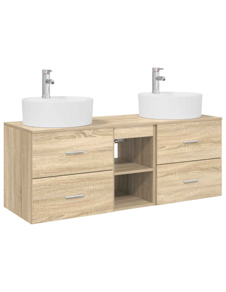 Set di Armadi da Bagno 3 pz Rovere Sonoma 49,5 x 44,5 x 65 cm