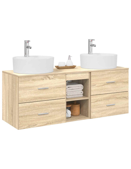 Set di Armadi da Bagno 3 pz Rovere Sonoma 49,5 x 44,5 x 65 cm