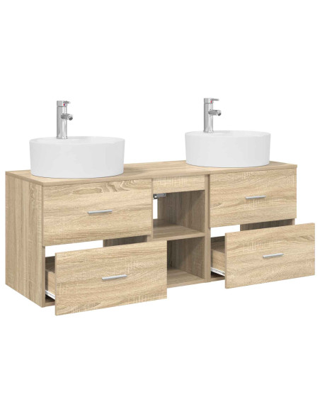 Set di Armadi da Bagno 3 pz Rovere Sonoma 49,5 x 44,5 x 65 cm