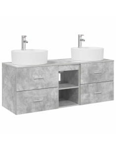 Set di Armadi da Bagno 3 pz Grigio Cemento 49,5 x 44,5 x 65 cm 2