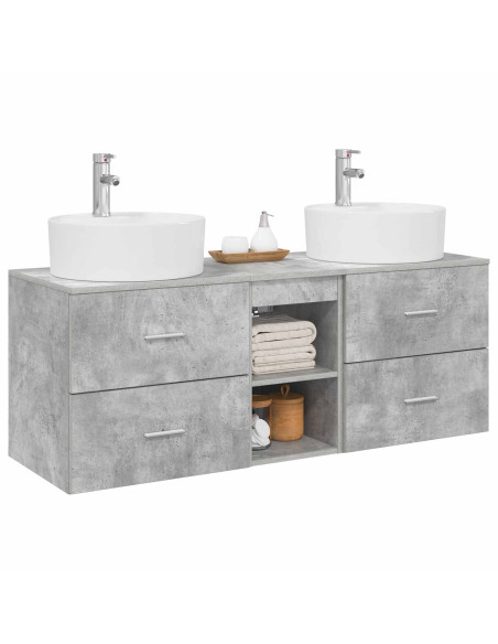 Set di Armadi da Bagno 3 pz Grigio Cemento 49,5 x 44,5 x 65 cm