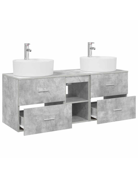 Set di Armadi da Bagno 3 pz Grigio Cemento 49,5 x 44,5 x 65 cm