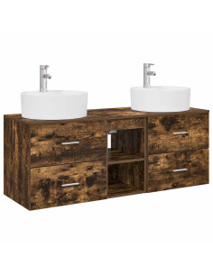 Set di Armadi da Bagno 3 pz Rovere Fumo 49,5 x 44,5 x 65 cm 2