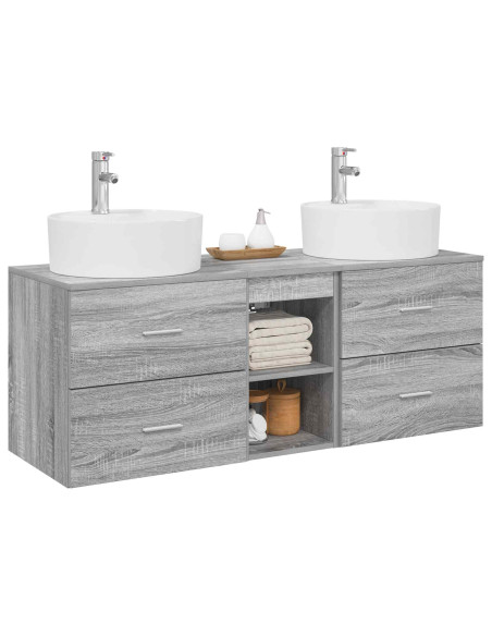 Set di Armadi da Bagno 3 pz Sonoma grigio 49,5 x 44,5 x 65 cm