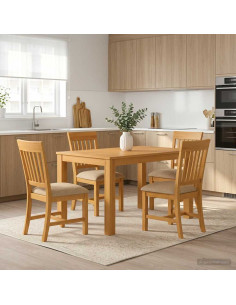Set da pranzo 5 pz Beige Legno di Quercia Massello