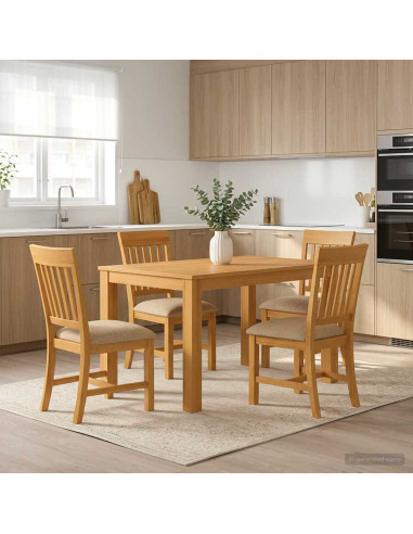 Set da pranzo 5 pz Beige Legno di Quercia Massello