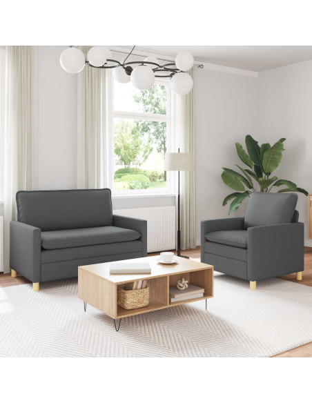 Set di divani 2 pz Grigio Scuro Tessuto
