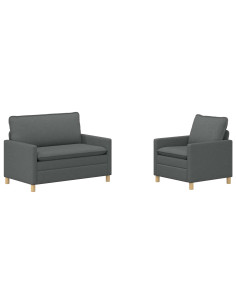 Set di divani 2 pz Grigio Scuro Tessuto 2
