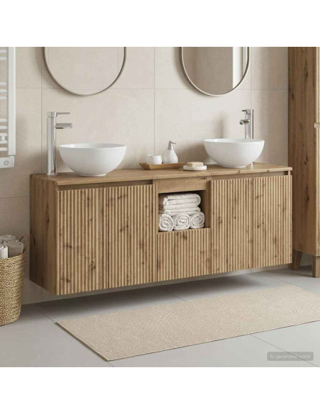Set di Armadi da Bagno 3 pz Rovere Artigianale